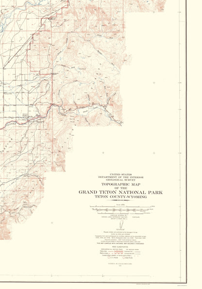 Topographical Map - Grand Teton National Park Wyoming Sheet - USGS 1948 - Vintage Wall Art