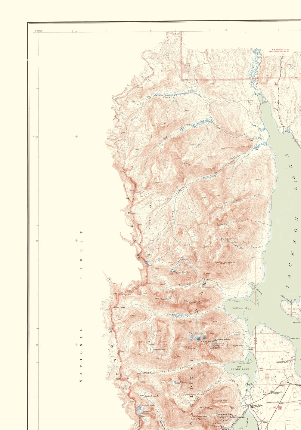 Topographical Map - Grand Teton National Park Wyoming Sheet - USGS 1948 - Vintage Wall Art