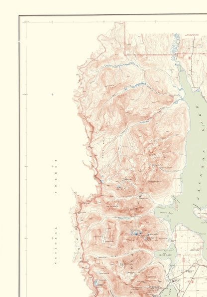 Topographical Map - Grand Teton National Park Wyoming Sheet - USGS 1948 - Vintage Wall Art