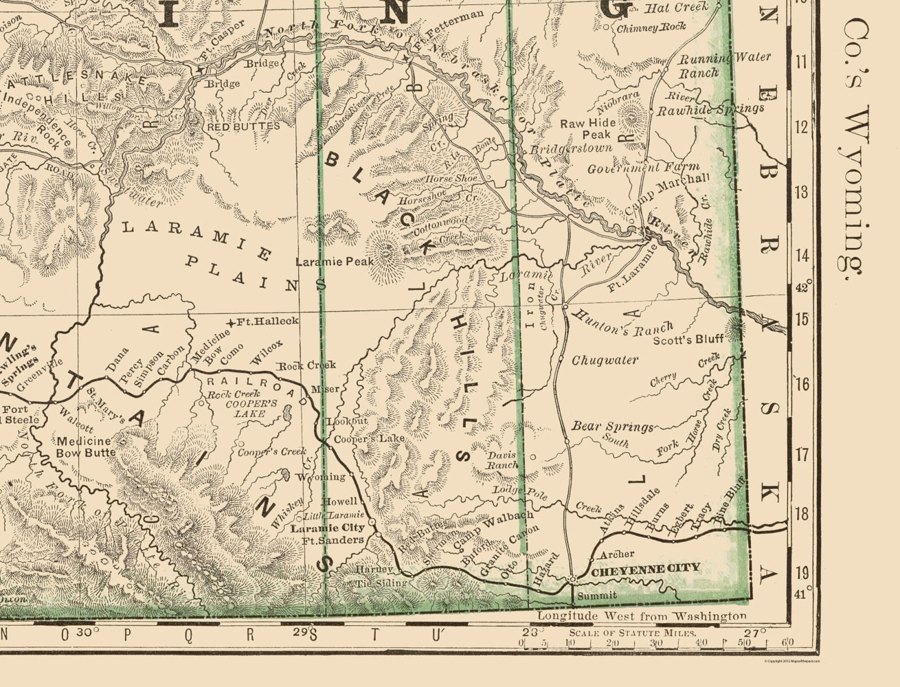 Historic State Map - Wyoming - Rand McNally 1879 - Vintage Wall Art