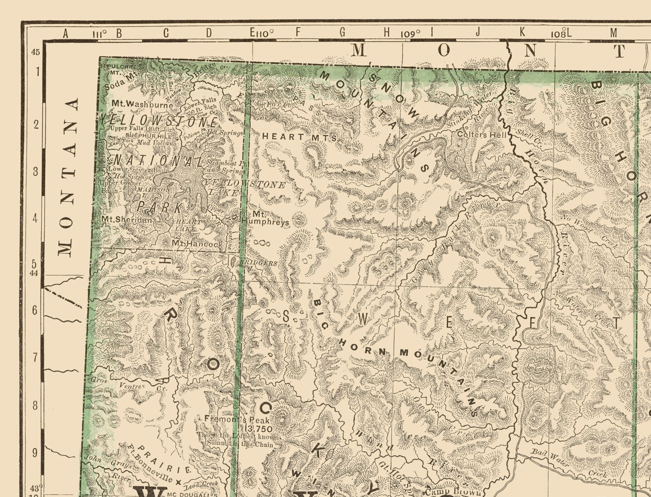 Historic State Map - Wyoming - Rand McNally 1879 - Vintage Wall Art