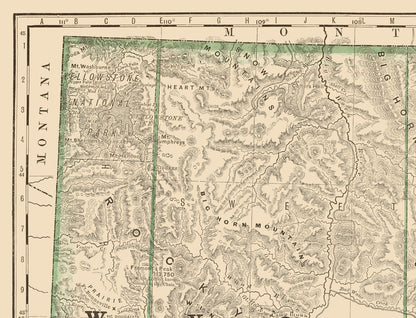Historic State Map - Wyoming - Rand McNally 1879 - Vintage Wall Art