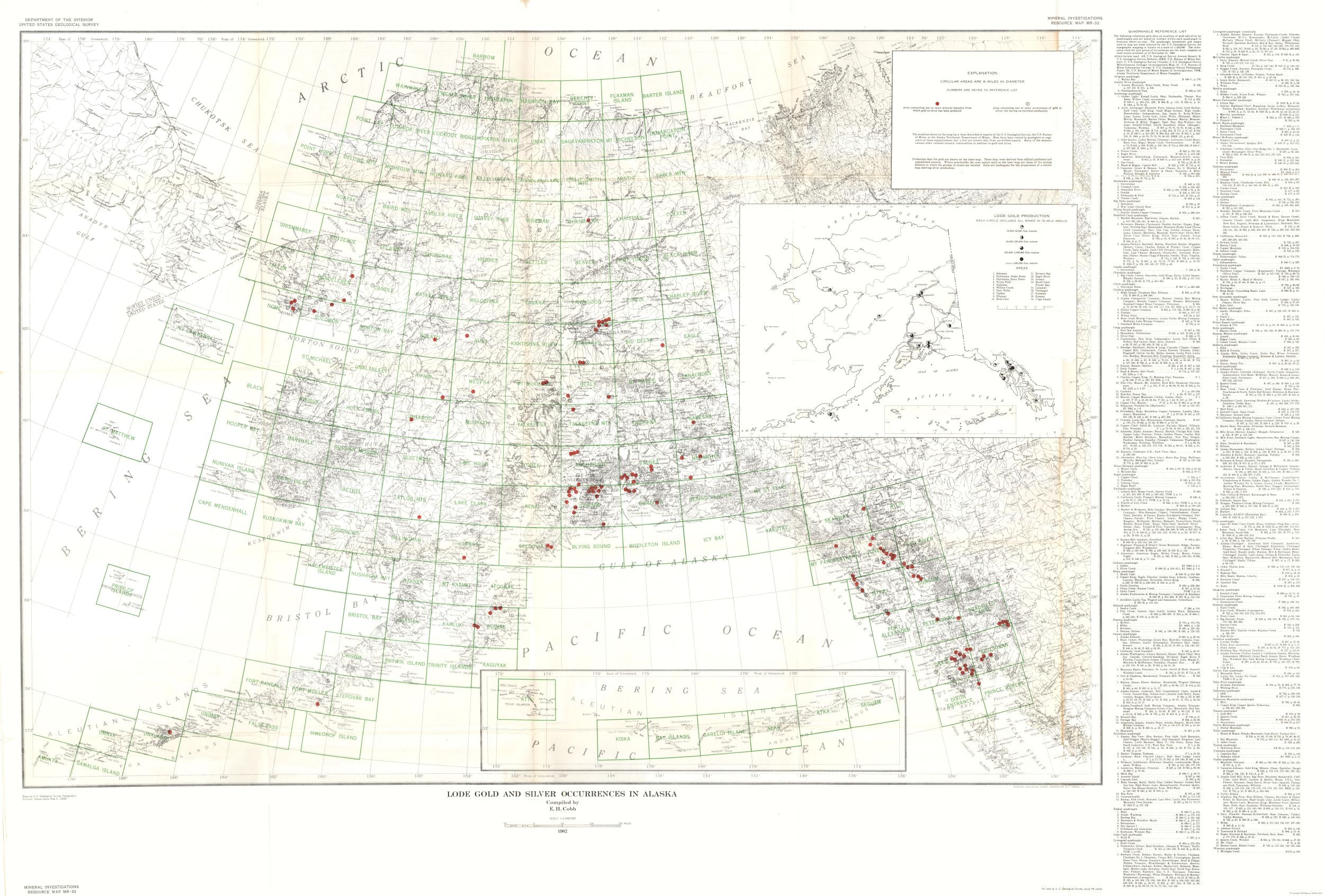 Historic Mine Map - Alaska Gold Silver Occurrences - Cobb 1946 - 33.96 ...