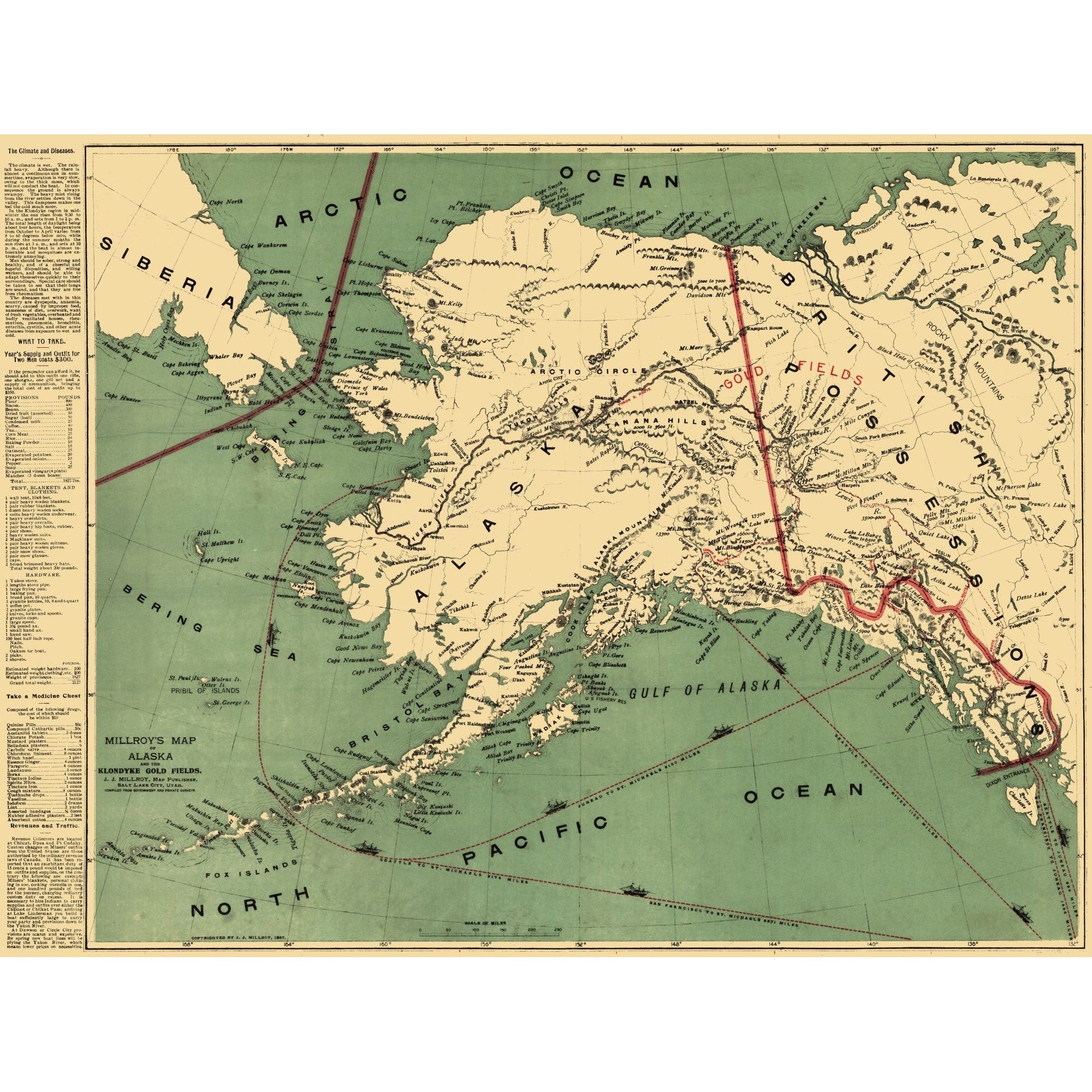 Millroy Historic State Map - Alaska - Millroy 1897 - Vintage Wall Art – Maps of ...