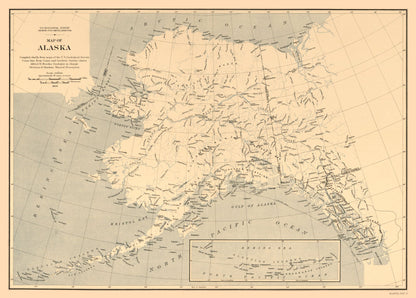 Historic State Map - Alaska - Brooks 1909 - 32.11 x 23 - Vintage Wall Art