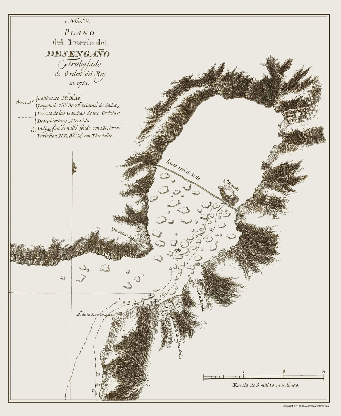 Historic Nautical Map - Disenchantment Bay Alaska - Espinosa y Tello 1802 - 23 x 28.08 - Vintage Wall Art