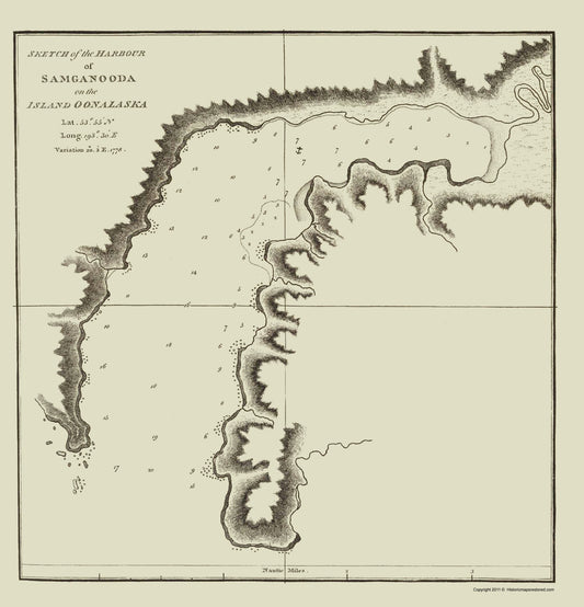 Historic State Map - Samganooda Harbour Alaska - Nicol 1785 - 23 x 23.90 - Vintage Wall Art