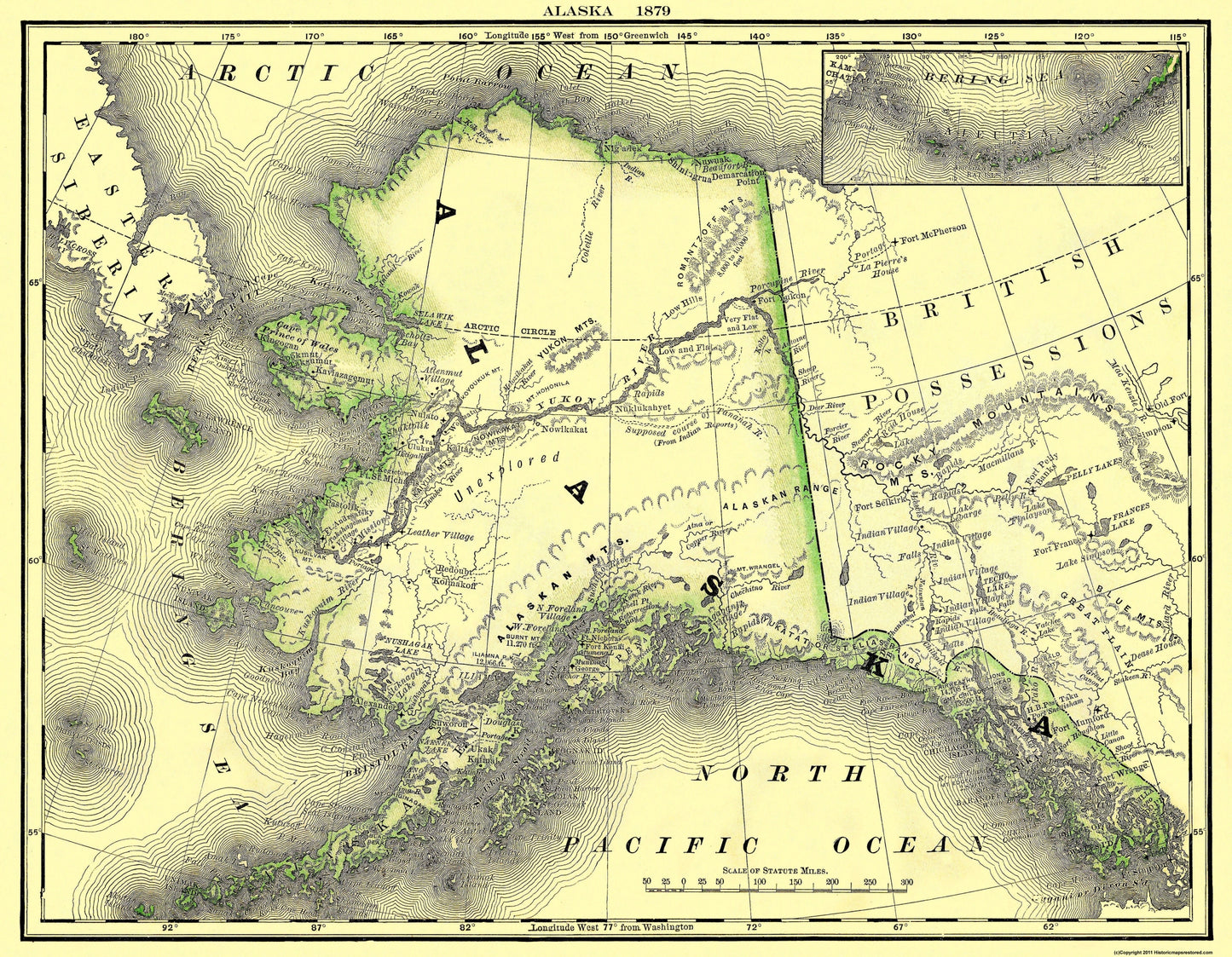 Historic State Map - Alaska - Dept of Interior 1879 - 29.63 x 23 - Vintage Wall Art