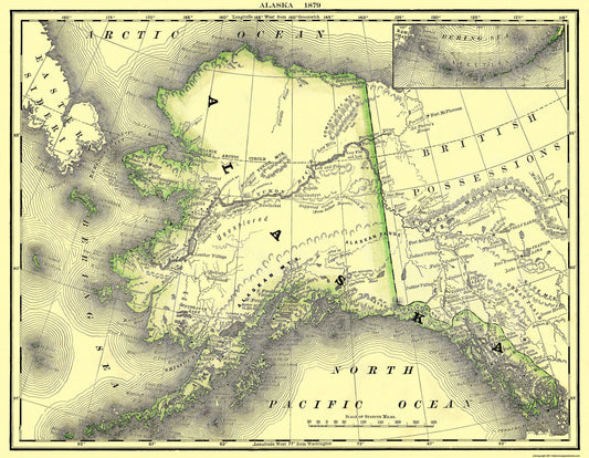 Historic State Map - Alaska - Dept of Interior 1879 - 29.63 x 23 - Vintage Wall Art