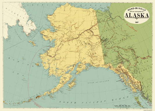 Historic State Map - Alaska - Rand McNally 1897 - 32 x 23 - Vintage Wall Art