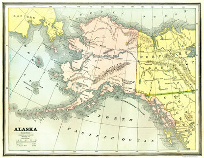 Historic State Map - Alaska - Cram 1886 - 23 x 29.67 - Vintage Wall Art