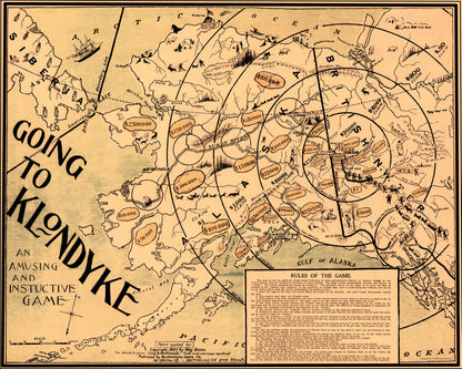 Historic State Map - Going to Klondyke Game - Klondyke Game 1897 - 23 x 28.70 - Vintage Wall Art