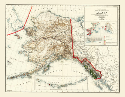 Historic State Map - Alaska - Graham 1906 - 23 x 29.50 - Vintage Wall Art