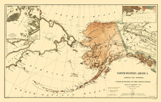 Historic State Map - Alaska - USSC 1867 - 23 x 36.36 - Vintage Wall Art