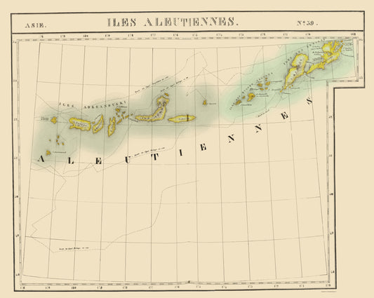 Historic State Map - Aleutian Islands Alaska - Vandermaelen 1827 - 23 x 28.87 - Vintage Wall Art