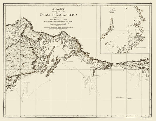 Historic State Map - Alaska Coast - Vancouver 1798 - 23 x 29.71 - Vintage Wall Art