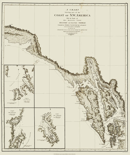 Historic State Map - Alaska Southern Portion - Vancouver 1798 - 23 x 27.56 - Vintage Wall Art