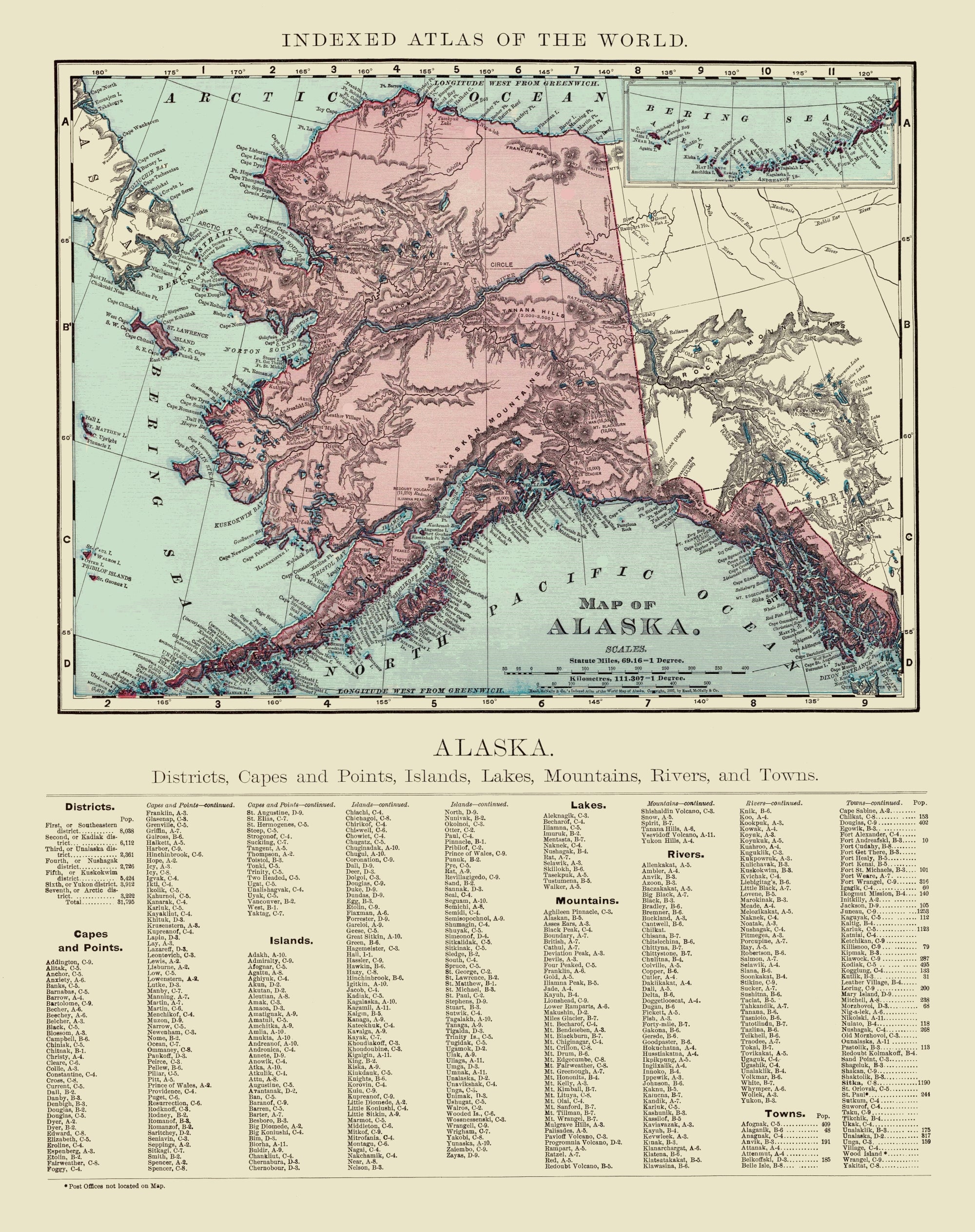 Historic State Map - Alaska - Rand 1892 - 23 x 29.05 - Vintage Wall Ar ...