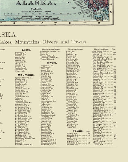 Historic State Map - Alaska - Rand  1892 - 23 x 29.05 - Vintage Wall Art