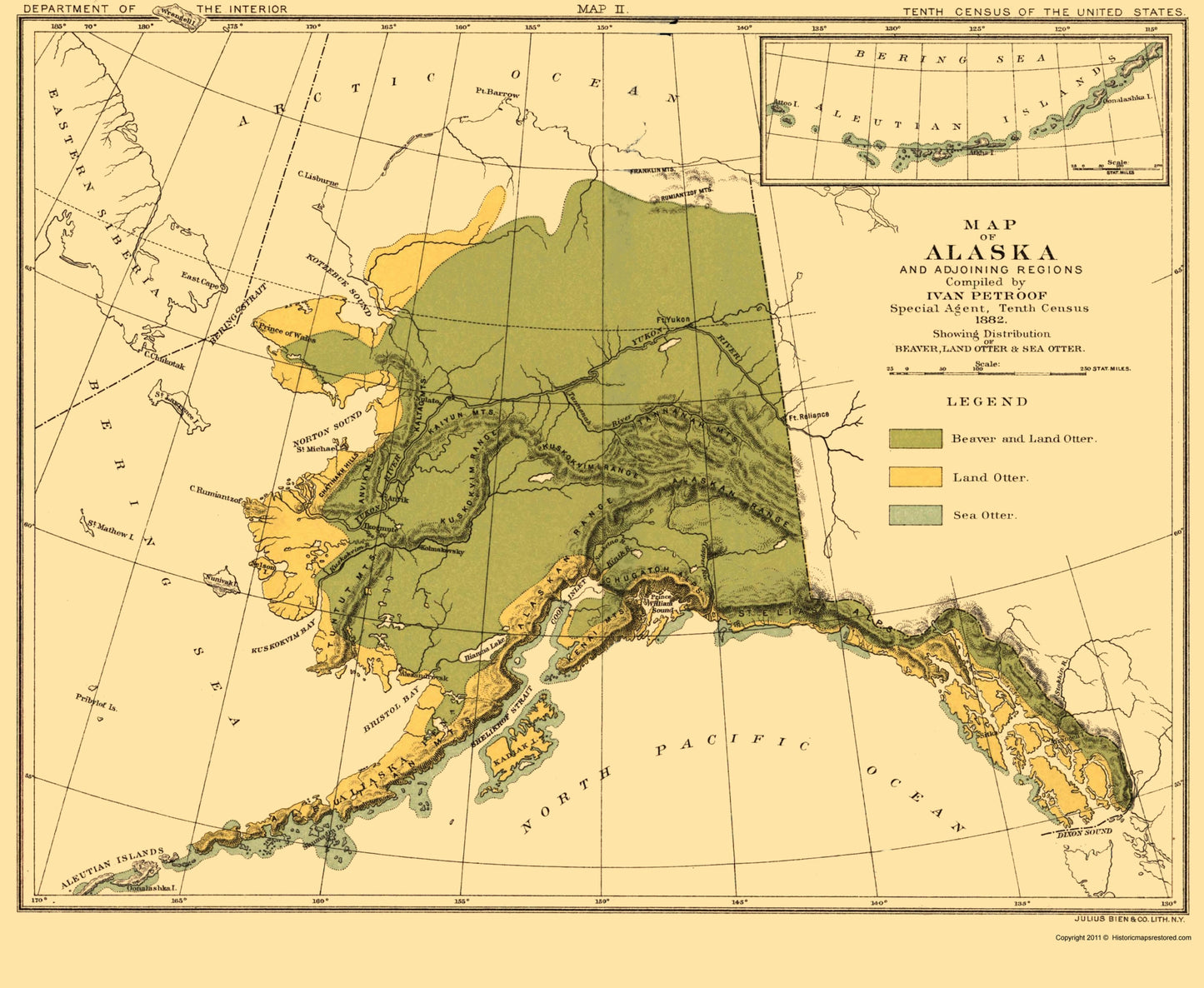 Historic State Map - Alaska Ecological Map - Bien 1882 - 23 x 28.01 - Vintage Wall Art