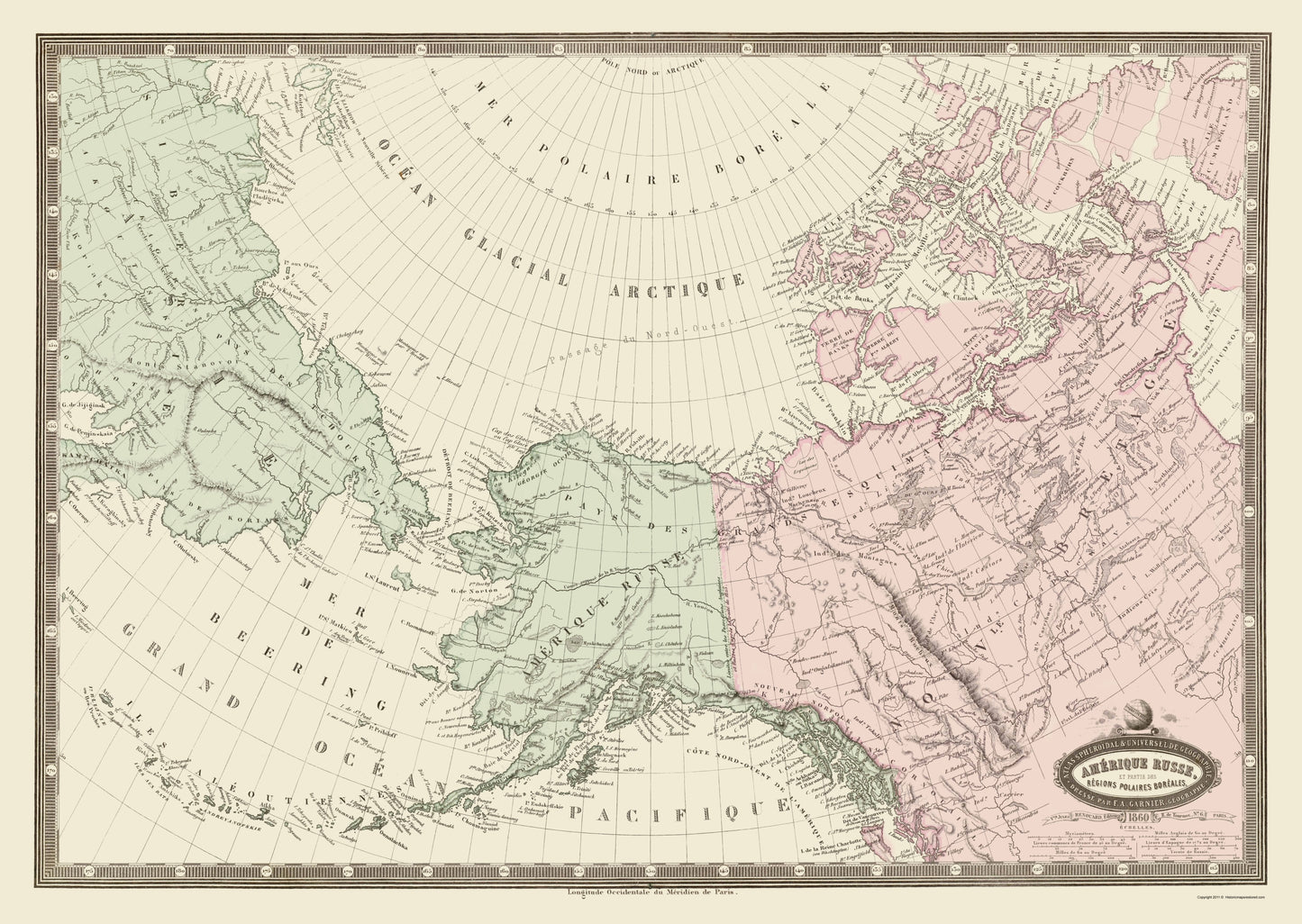 Historic State Map - Russian America - Renouard 1860 - 23 x 32.40 - Vintage Wall Art