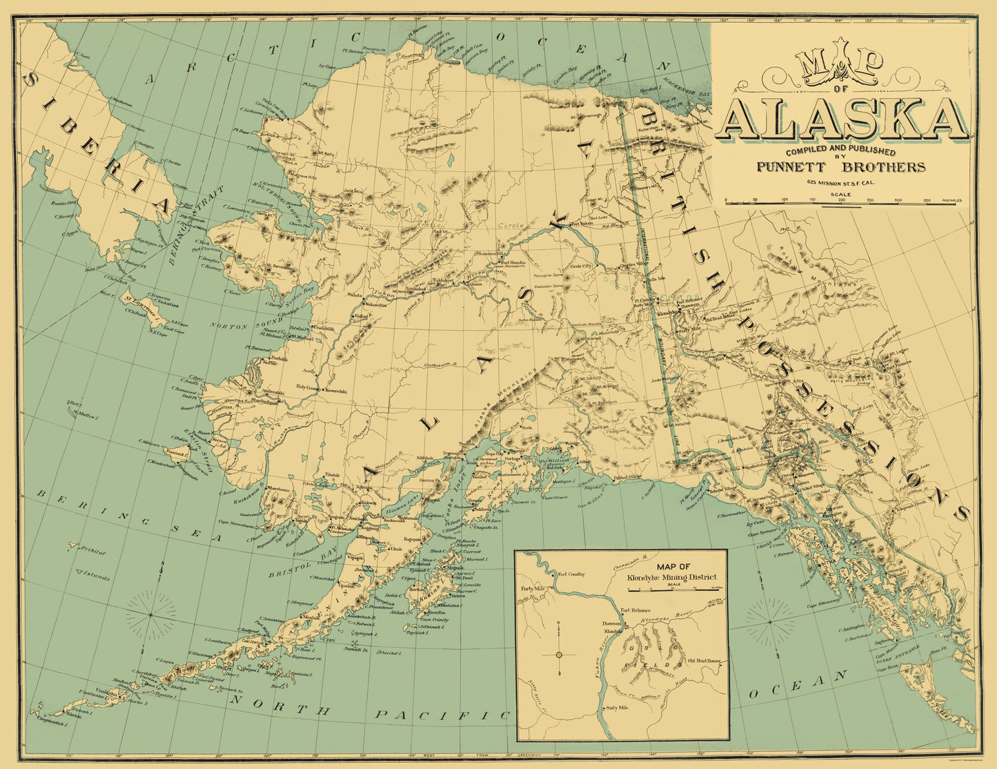 Historic State Map - Alaska - Punnet 1897 - 23 x 29.84 - Vintage Wall Art