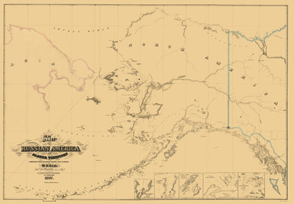 Historic State Map - Alaska Eastern Asia - Lewis 1867 - 23 x 33.05 - Vintage Wall Art