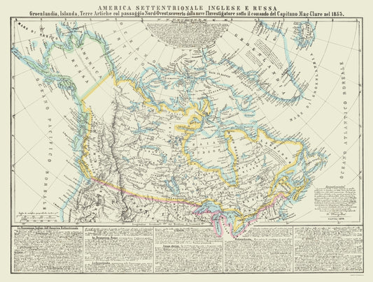 Historic Map - English Russian American Territories - Marzolla 1854 - 23 x 30 - Vintage Wall Art