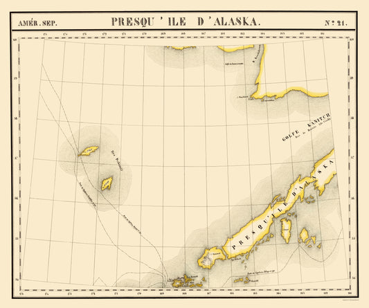 Historic State Map - Alaska Peninsula - Vandermaelen 1827 - 23 x 27.58 - Vintage Wall Art