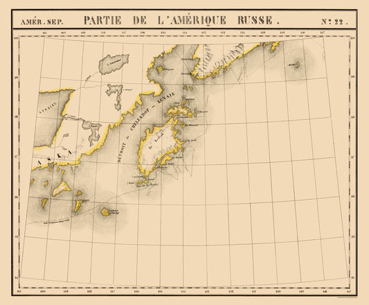 Historic State Map - Alaska Southwest - Vandermaelen 1827 - 23 x 27.87 - Vintage Wall Art