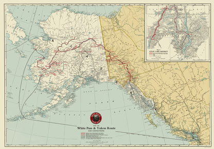 Railroad Map - White Pass Yukon Route Railroad - 1917 - 23 x 33.03 - Vintage Wall Art