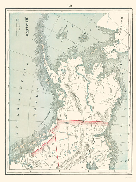 Historic State Map - Alaska - Rathbun 1893 - 23 x 30.58 - Vintage Wall Art