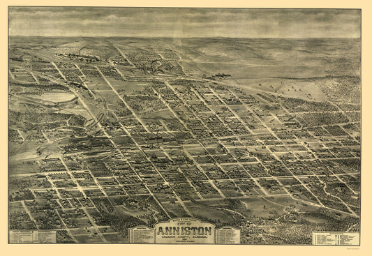 Historic Panoramic View - Anniston Alabama - Hart 1903 - 23 x 33.38 - Vintage Wall Art