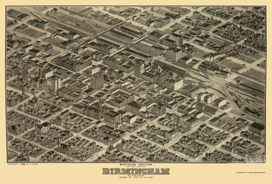 Historic Panoramic View - Birmingham Alabama - Dry 1903 - 23 x 34.02 - Vintage Wall Art