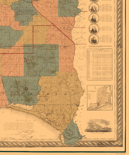 Historic State Map - Alabama West Florida - Tourette 1838 - 23 x 27.47 - Vintage Wall Art