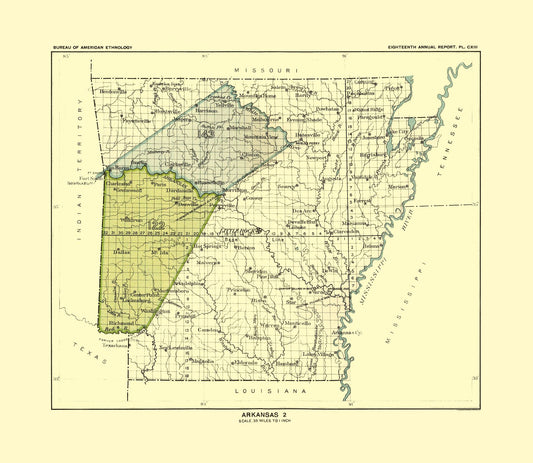 Historic State Map - Arkansas - Hoen 1896 - 26.46 x 23 - Vintage Wall Art