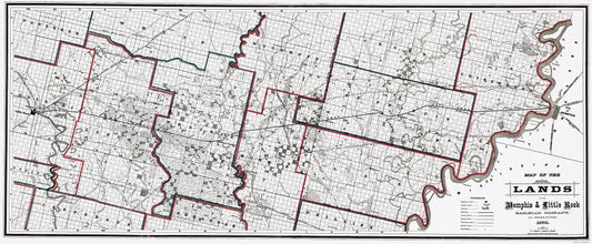 Railroad Map - Memphis and Little Rock Railway - Woodward 1878 - 23 x 55.79 - Vintage Wall Art