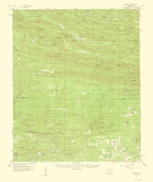 Topographical Map - Umpire Arkansas Quad - USGS 1960 - 23 x 27.39 - Vintage Wall Art