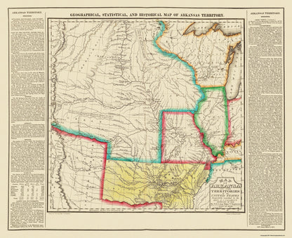 Historic State Map - Arkansas Territory - Long 1822 - 28.25 x 23 - Vintage Wall Art