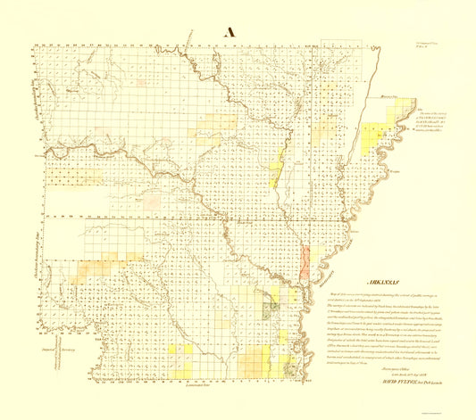 Historic State Map - Arkansas - Fulton 1839 - 23 x 26.04 - Vintage Wall Art