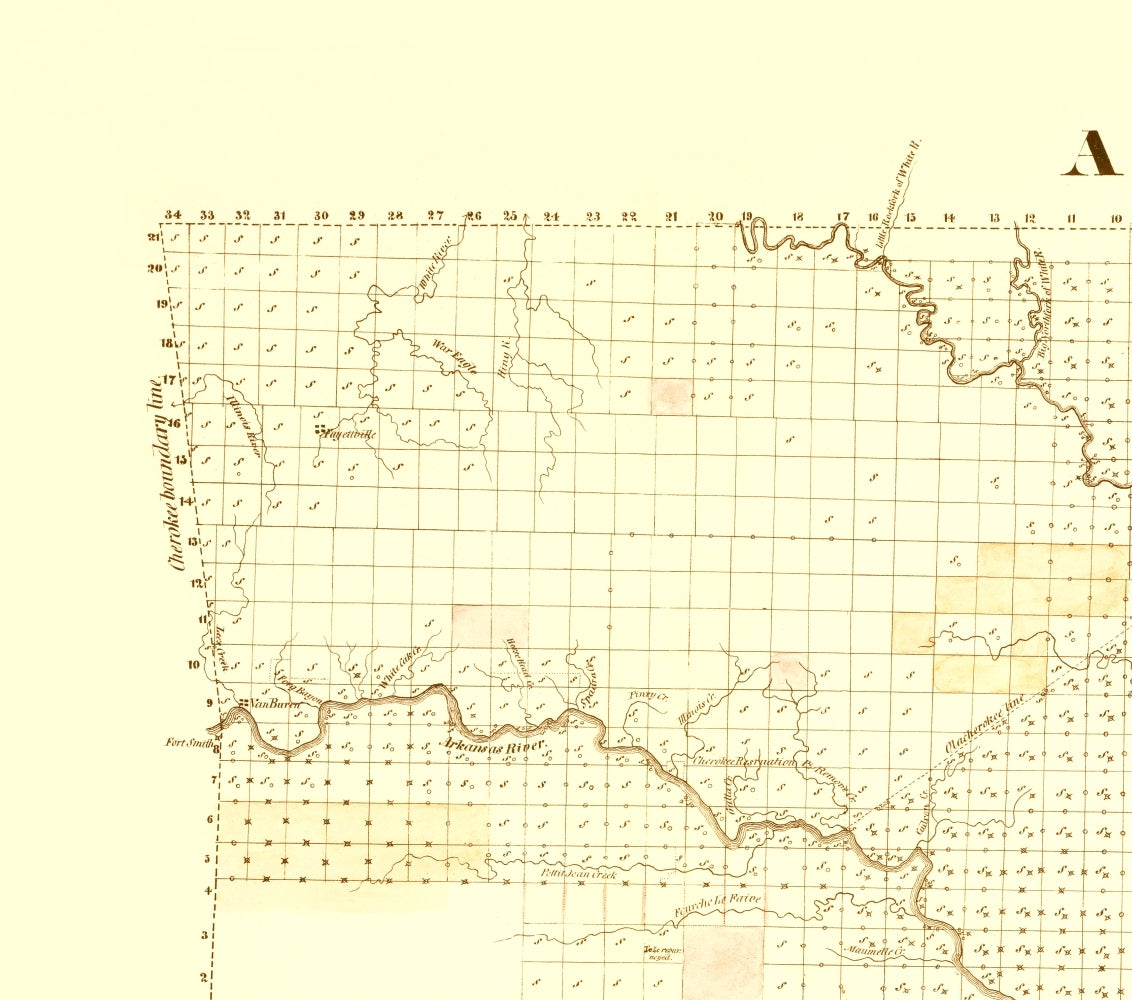 Historic State Map - Arkansas - Fulton 1839 - 23 x 26.04 - Vintage Wal ...