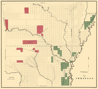 Historic State Map - Arkansas - 1834 - 23 x 25.37 - Vintage Wall Art