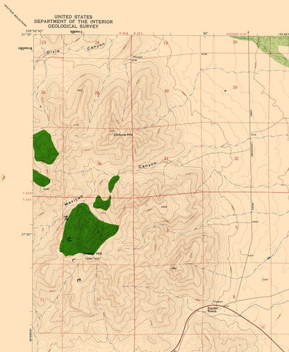 Topographical Map - North East Bisbee Arizona Quad - USGS 1958 - 23 x 27.96 - Vintage Wall Art