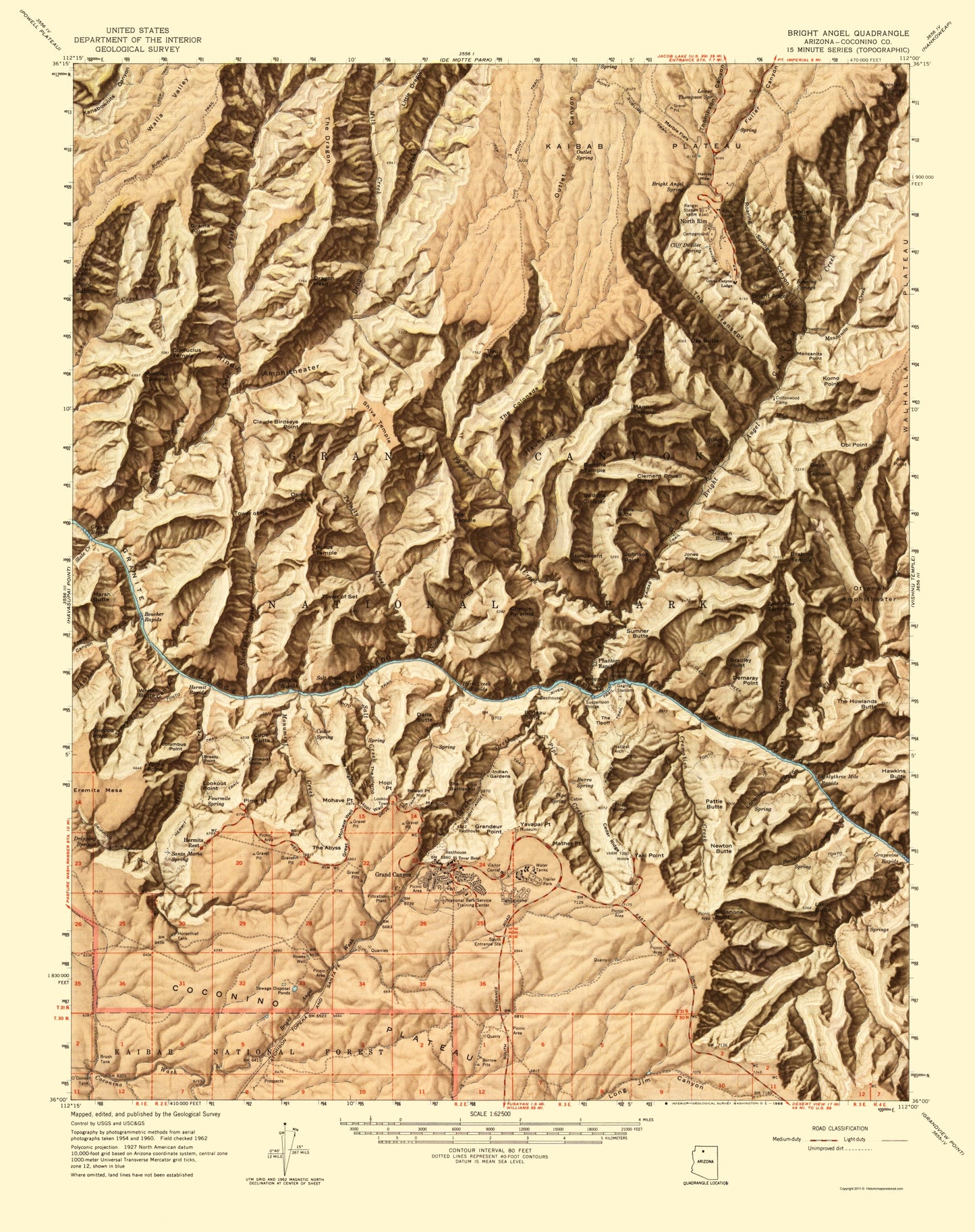 Topographical Map - Bright Angel Arizona Quad - USGS 1968 - 23 x 29.05 - Vintage Wall Art