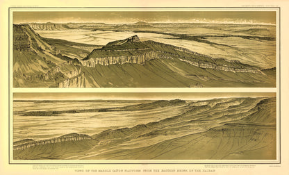 Historic Panoramic View - Grand Canyon Marble Canyon Arizona - Bien 1882 - 23 x 37.96 - Vintage Wall Art