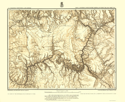 Topographical Map - Arizona Utah Sheet - USGS 1873 - 23 x 28.21 - Vintage Wall Art