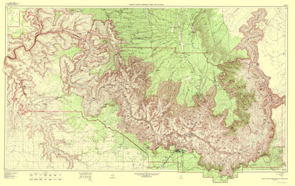 Topographical Map - Grand Canyon Vicinity Arizona - USGS 1962 - 23 x 36.58 - Vintage Wall Art