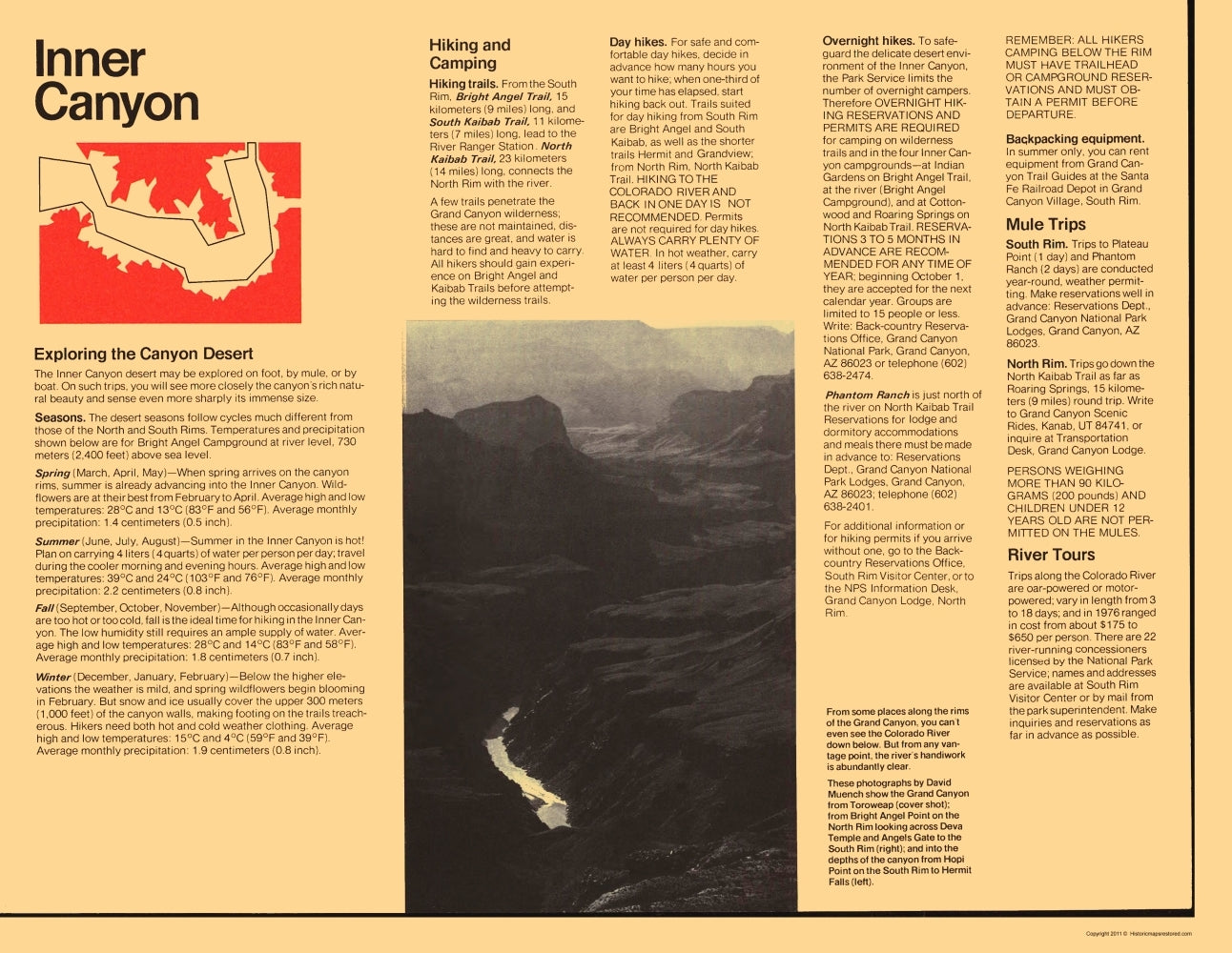 Historic State Map - Grand Canyon Visitors Brochure - US Park Services 1977 - 23 x 29 - Vintage Wall Art