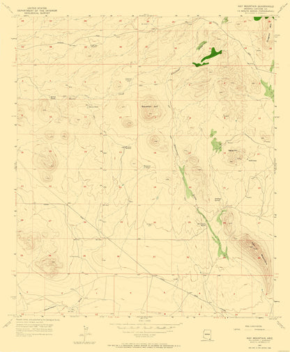 Topographical Map - Hay Mountain Arizona Quad - USGS 1957 - 23 x 27.98 - Vintage Wall Art