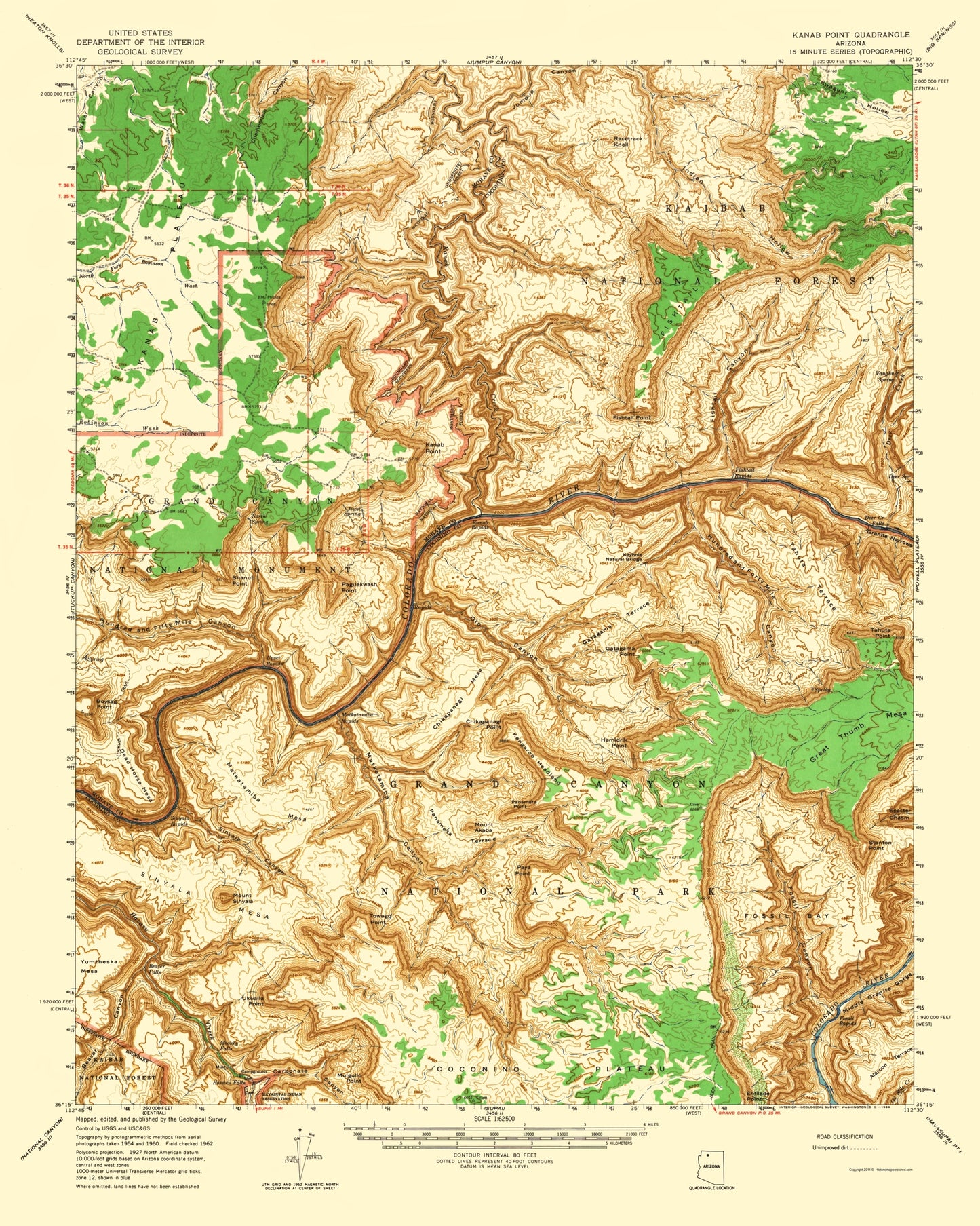 Topographical Map - Kanab Point Arizona Quad - USGS 1964 - 23 x 28.76 - Vintage Wall Art